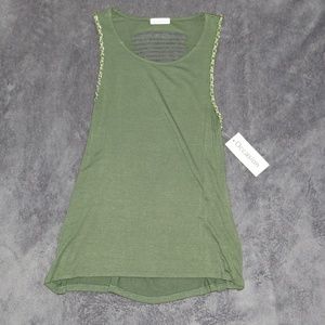 Green Tank w/Back Cutouts and Gold Chain